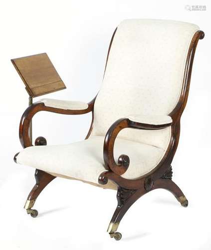 Λ An early Victorian rosewood reading armchair, th…