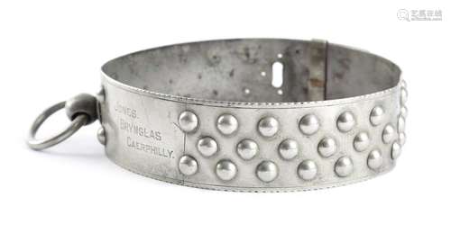 A Welsh nickel dog collar, with studded decoration…