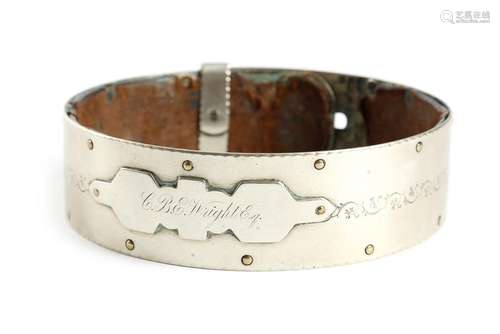 A Victorian brass and nickel dog collar, with an e…