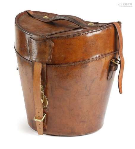 An Irish brown leather bucket shaped hat box by Ge…