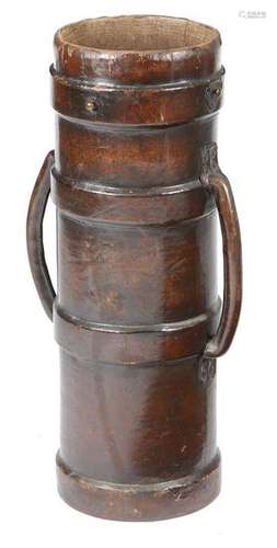 A leather artillery shell cordite stickstand, with…