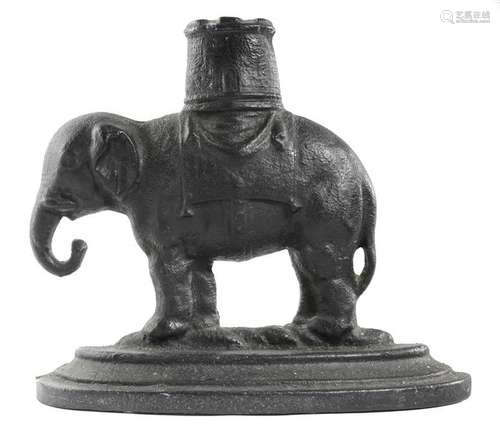 A Victorian painted cast iron elephant and castle …