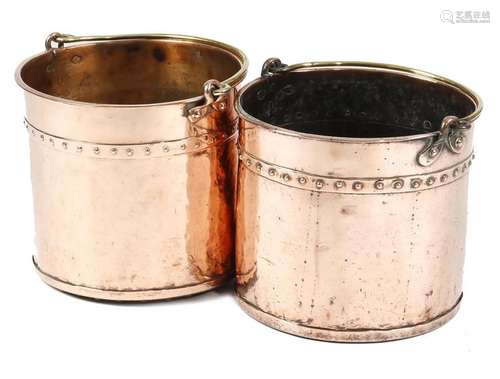 Two similar 19th century Dutch copper logbins, eac…