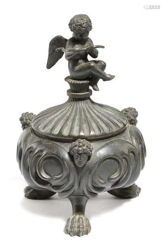 A 19th century bronze Grand Tour inkwell, the flut…