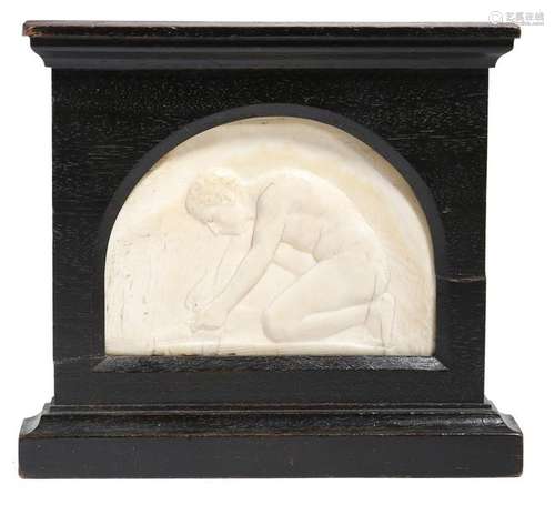 Λ An Art Deco carved ivory relief plaque of Mercur…