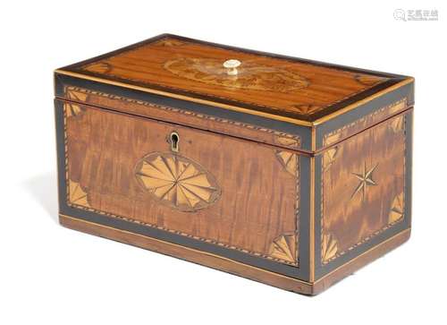 A George III mahogany and marquetry tea chest, wit…