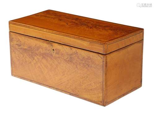 Λ A George III satinwood tea chest, with kingwood …