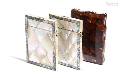 Λ Two Victorian mother of pearl card cases banded …