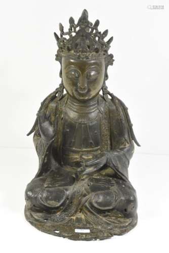 Bouddha en bronze d'époque Ming (ht 36cm)