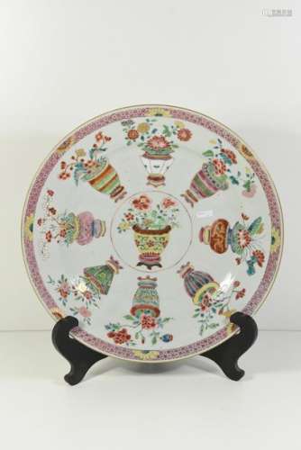 Grand plat en porcelaine de Chine 18ème (Ø 40cm)
