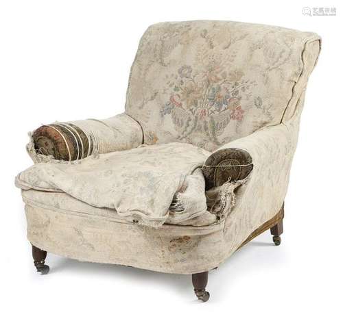 A late Victorian easy armchair in Howard style, wi…