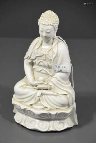 Bouddha en blanc de Chine (ht 18cm)
