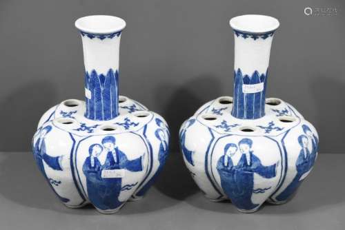 Paire de vases en porcelaine de Chine 19ème (Ht 20…
