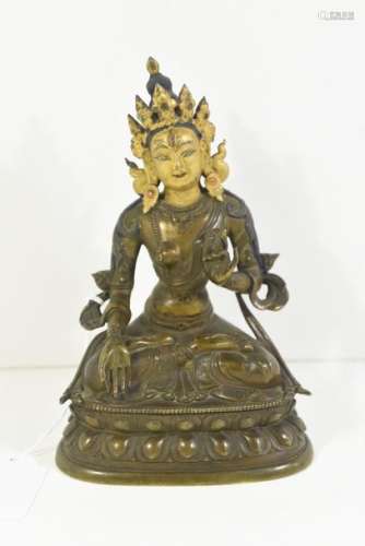 Tara en bronze, Chine 18ème (manque) (ht 17,5cm)