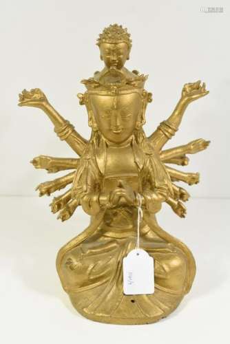 Divinité en bronze, repeinte, Chine époque Ming (H…