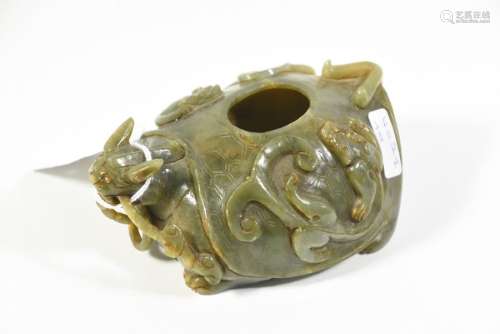 Rince pinceaux jade vert motif de tortue, Chine (1…