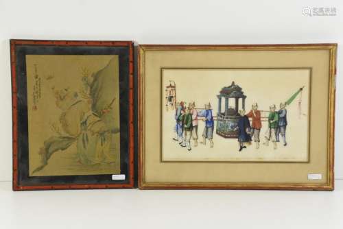 Deux peintures chinoises 19ème (23 x 18cm et 18 x …