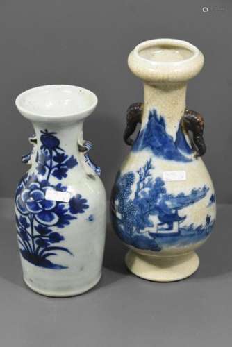 Deux petits vases chinois 19ème (un troué) (ht 22 …