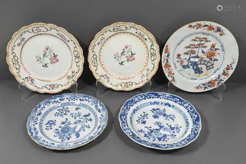 5 assiettes en porcelaine de Chine 18ème