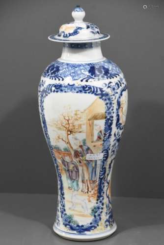 Vase couvert en porcelaine de Chine (Ht.34cm)