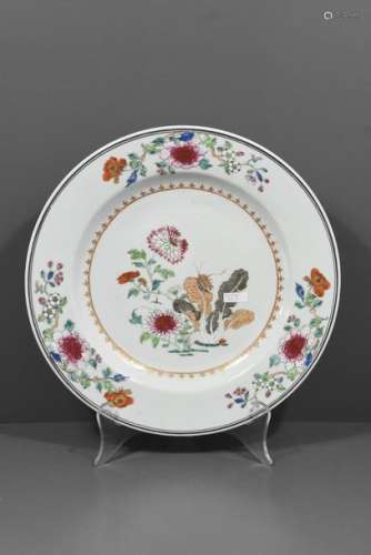 Plat en porcelaine de Chine fleuri (Ø 32cm)