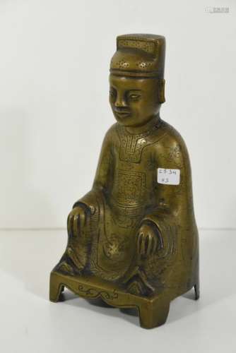 Sage en bronze à décor incisé, Chine 18ème (Ht 22c…