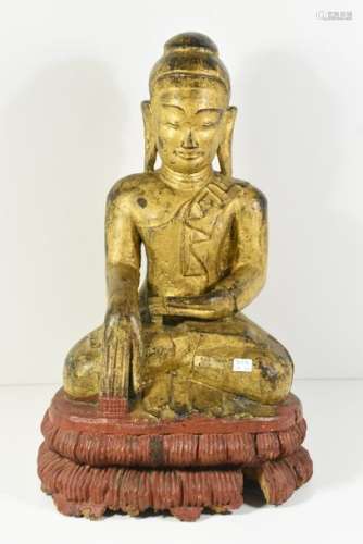 Bouddha Birman en bois (Ht40cm)
