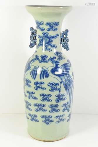 Vase en porcelaine de Chine (ht 58cm) bleu