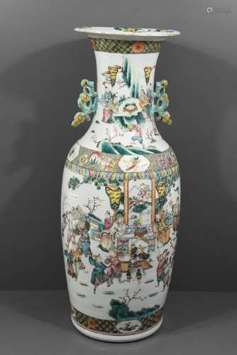 Vase en porcelaine de Chine 19ème (ht 61cm)