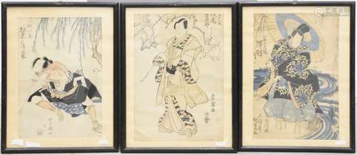 Trois estampes japonaises (38 x 26cm)