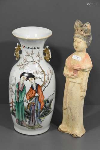 Vase de Chine république (Ht.28cm) + statuette (Ht…