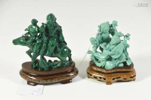 Deux sculptures asiatiques (une turquoise et une m…