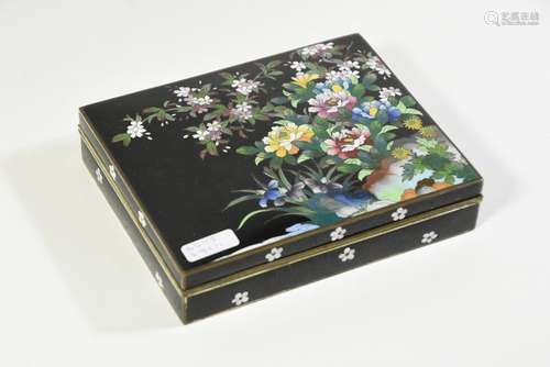 Coffret en laiton émaillé à décor floral (Ht 3,5 x…