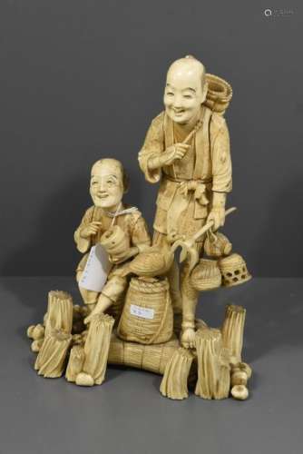 Okimono en ivoire sculpte, Japon période Meiji (18…