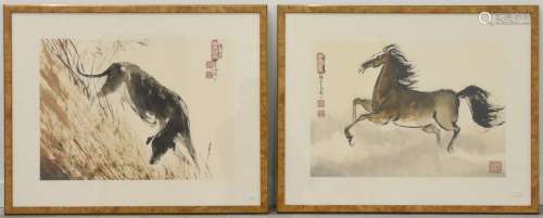Lot de deux peintures chinoises (30 x 36cm)