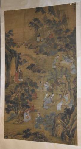 Grand rouleau peint ancien, Chine (185 x 100cm)