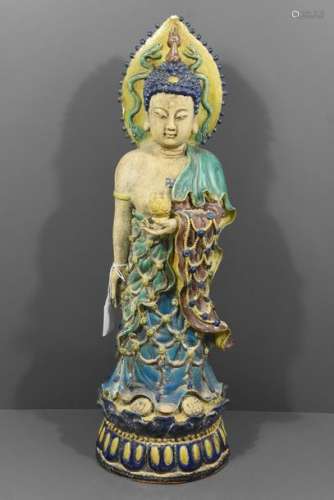 Statue en céramique orientale (ht 58cm)