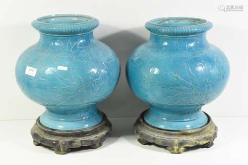 Paire de vases en porcelaine de Chine (Ht.32, diam…