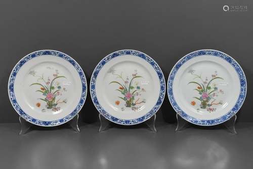 Lot de 3 assiettes chinoises 19ème (Ø 24cm)