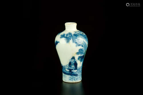 BLUE AND WHITE SNUFF BOTTLE