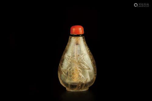 RUTILE CORAL LID SNUFF BOTTLE