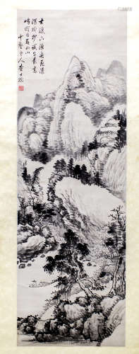 A LANDSCAPE CHINESE PAINTING BY "ZHA SHI BIAO"