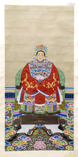 A CHINESE SCROLL PAINTING ON SILK