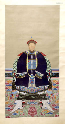 A CHINESE SCROLL PAINTING ON SILK