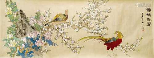 A BIRDS AND FLOWERS PAINTING