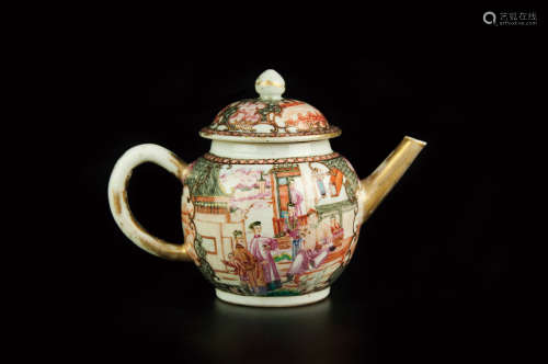 A CHINESE EXPORT FAMILL ROSE PORCELAIN TEAPOT