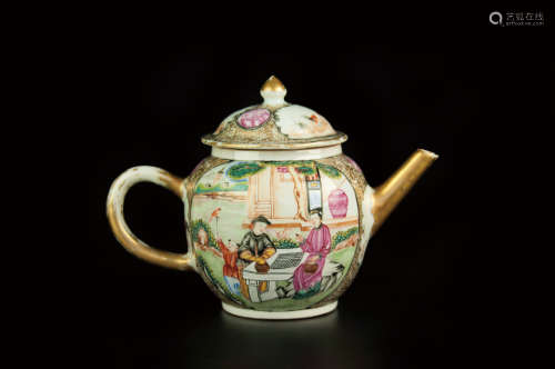 A CHINESE EXPORT FAMILL ROSE PORCELAIN TEAPOT