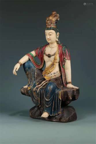 A Chinese Carved Camphor-Wood Figure of Buddha