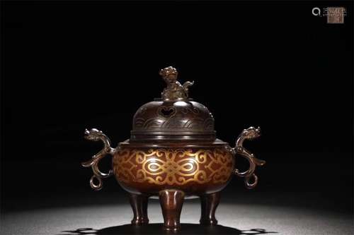 A Chinese Gilt Bronze Incense Burner