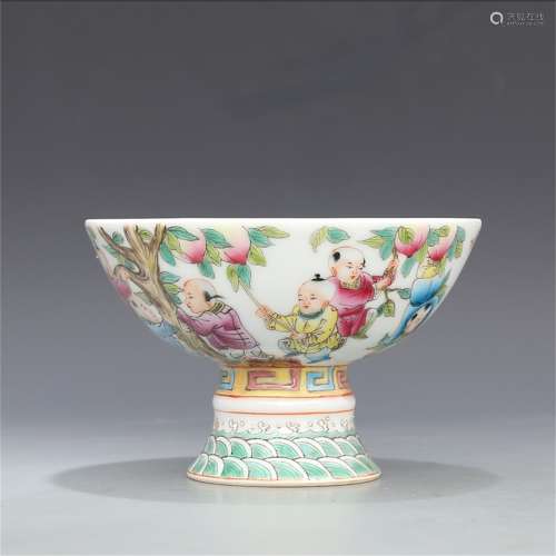 A Chinese Famille-Rose Porcelain Stem-Bowl